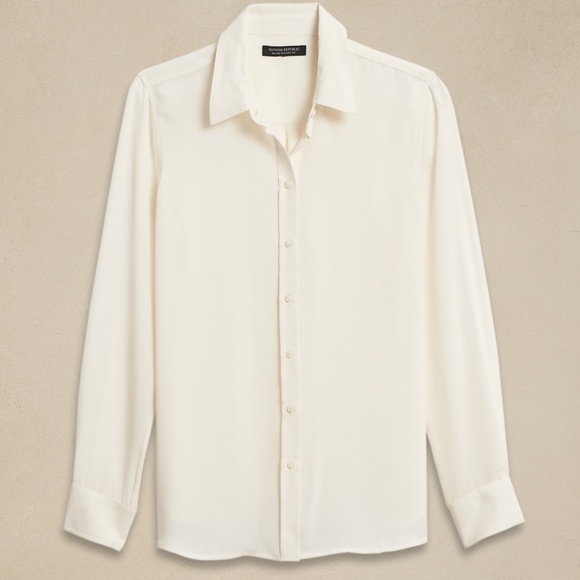 Banana Republic Tops - BANANA REPUBLIC Dillon Sheer Classic Shirt, Cream colour, Size Large